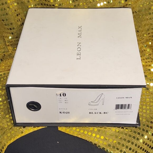 Koji by Leon Max Black Peep-Toe Stilettos - Picture 10 of 12